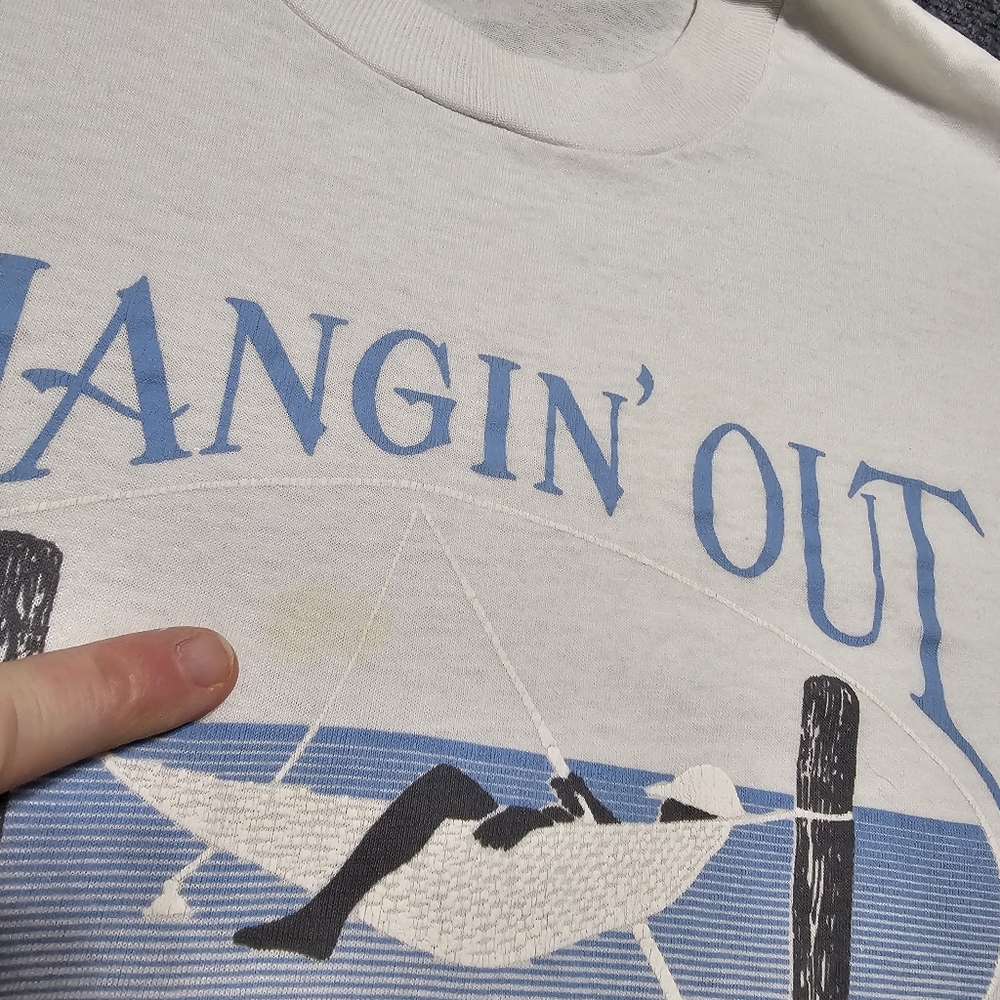VTG 80s Finger Lakes Keuka New York Hangin Out T Shirt Single Stitch 2XL RARE - Picture 6 of 11